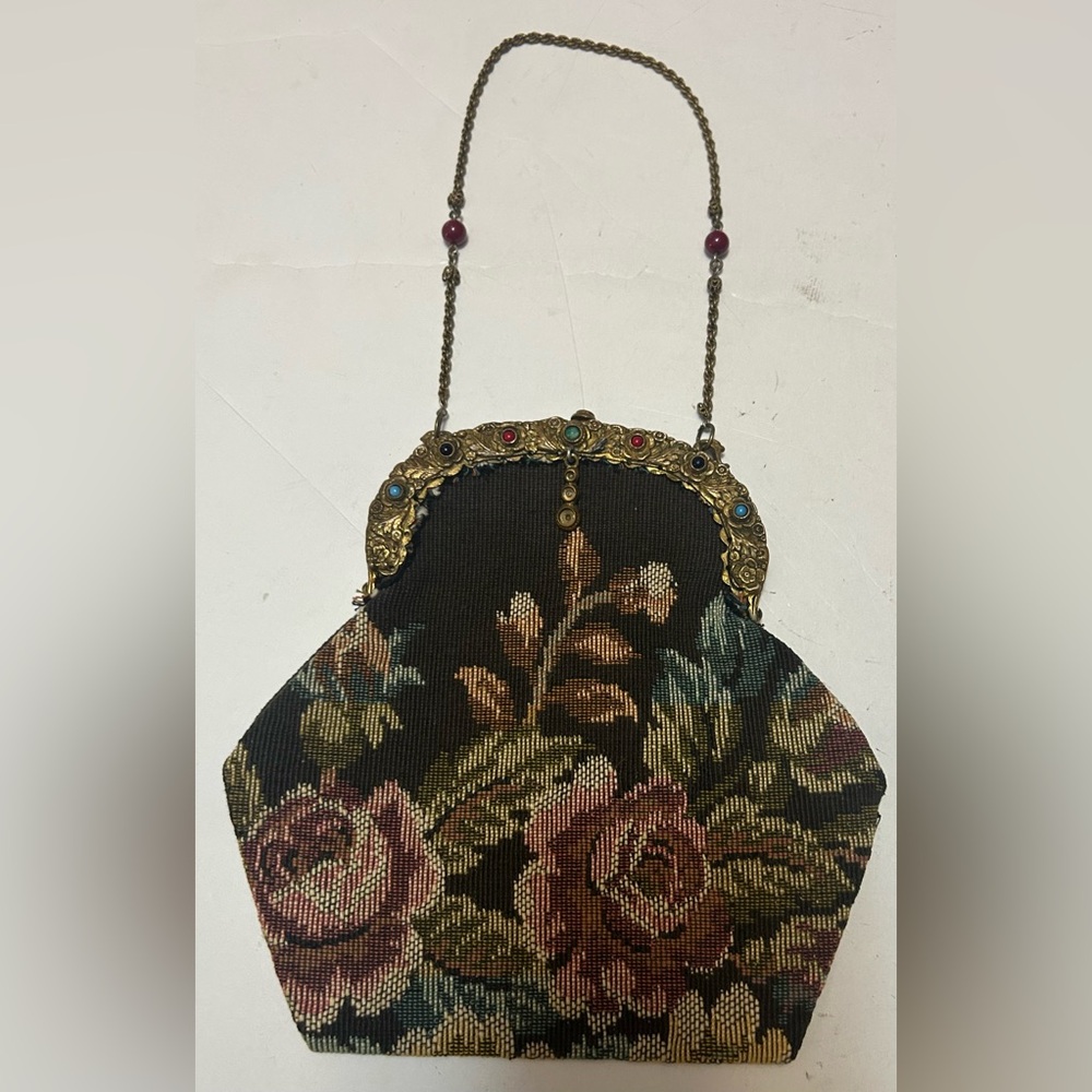 Vintage Floral Clutch with Gold Accents